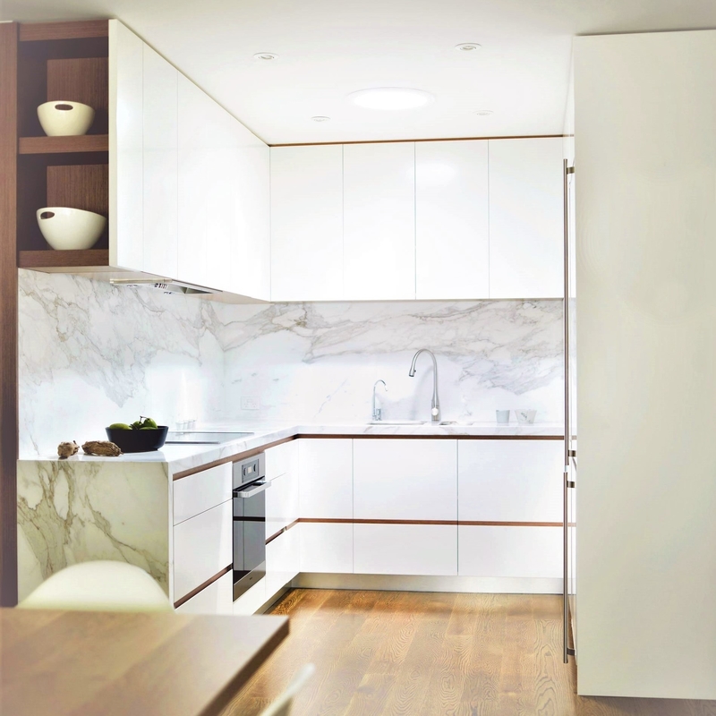 Il nuovo professionista progetta il produttore bianco moderno su ordine delle porte dell'armadio da cucina della melammina degli armadi da cucina