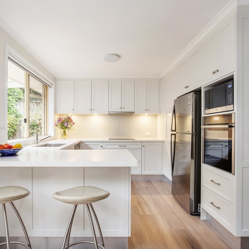 MDF bianco a forma di U del centro di Shaker Lacquer Kitchen Cabinets 18mm HMR