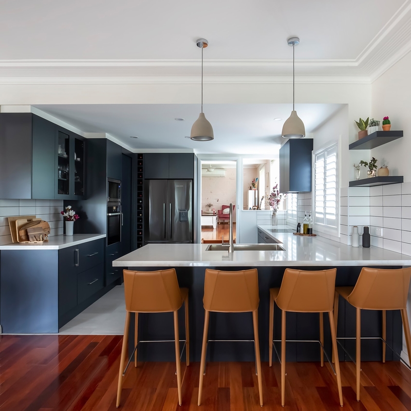 Armadietti moderni di Matte Black Color della cucina completa del PVC per l'armadio da cucina della mobilia della cucina