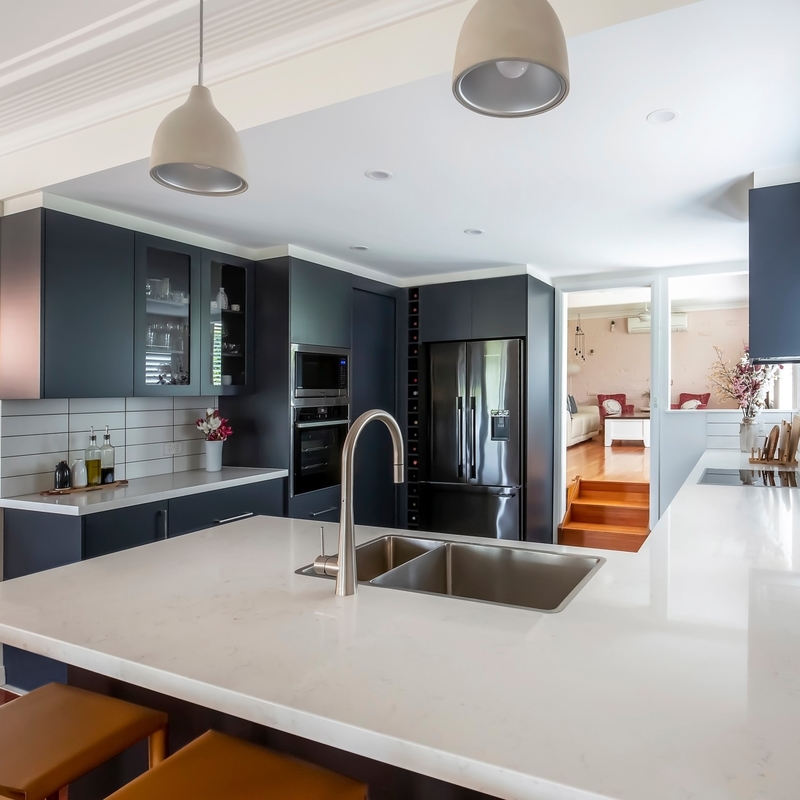 Armadietti moderni di Matte Black Color della cucina completa del PVC per l'armadio da cucina della mobilia della cucina