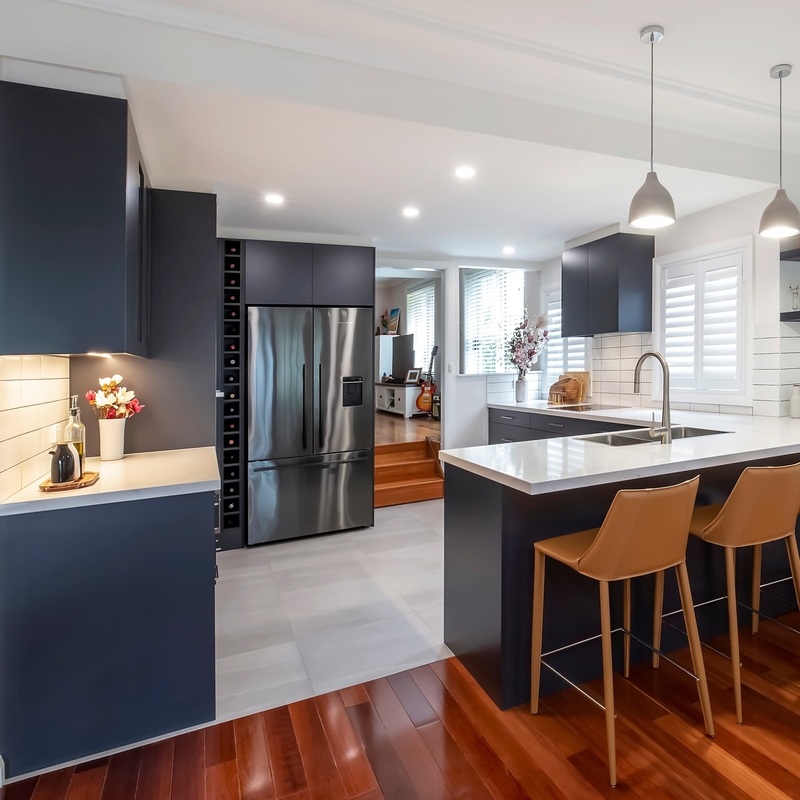 Armadietti moderni di Matte Black Color della cucina completa del PVC per l'armadio da cucina della mobilia della cucina