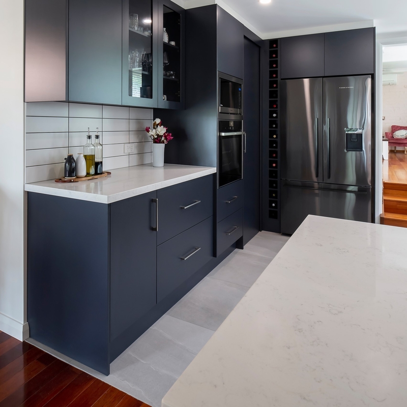 Armadietti moderni di Matte Black Color della cucina completa del PVC per l'armadio da cucina della mobilia della cucina