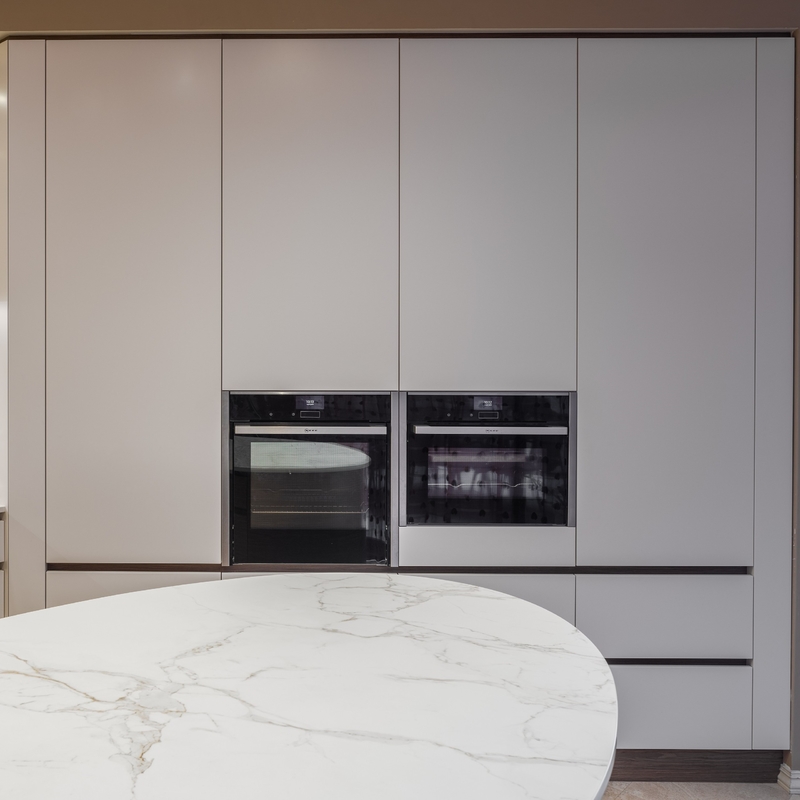Pannello truciolare su ordinazione di lusso del centro di progettazione moderna HMR dell'armadio da cucina della melammina