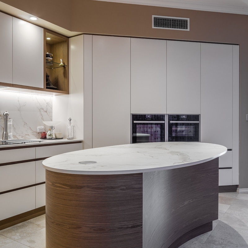 Pannello truciolare su ordinazione di lusso del centro di progettazione moderna HMR dell'armadio da cucina della melammina