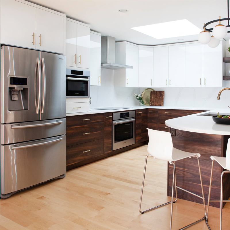 Schermo piatto bianco Matte Brown Timber Veneer di alta lucentezza dei Governi di Shaker Style Particle Board Kitchen