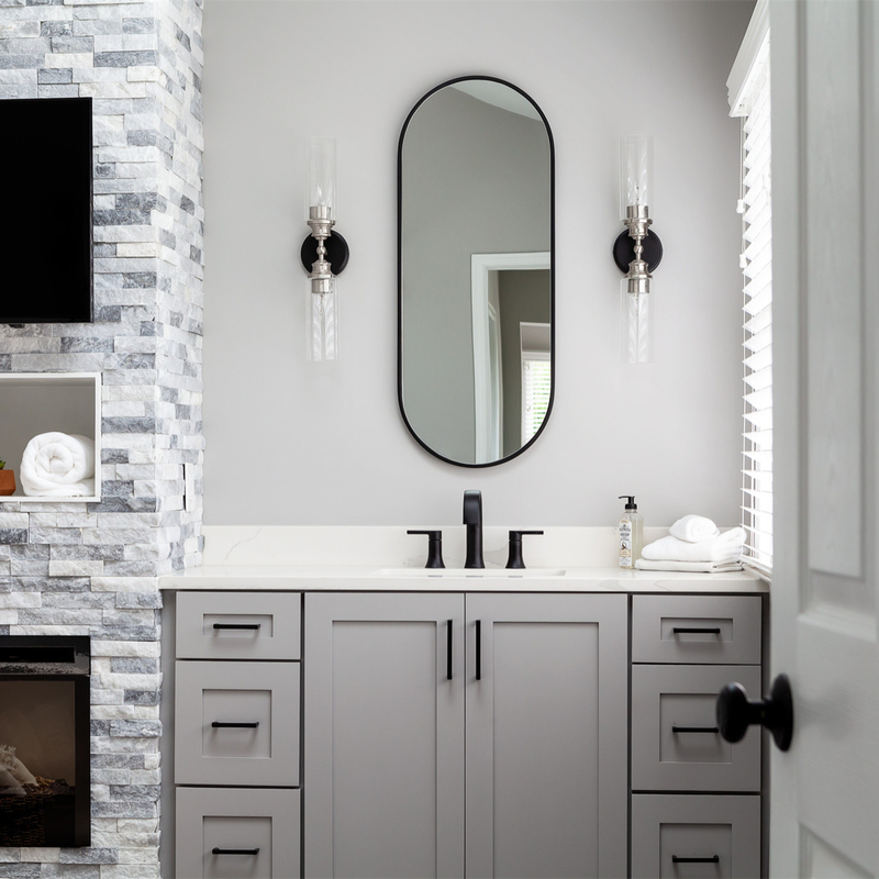Unità neutrali di lusso di Grey Shaker Style Lacquer Bathroom Vanity combinate con 2 porte 6 cassetti