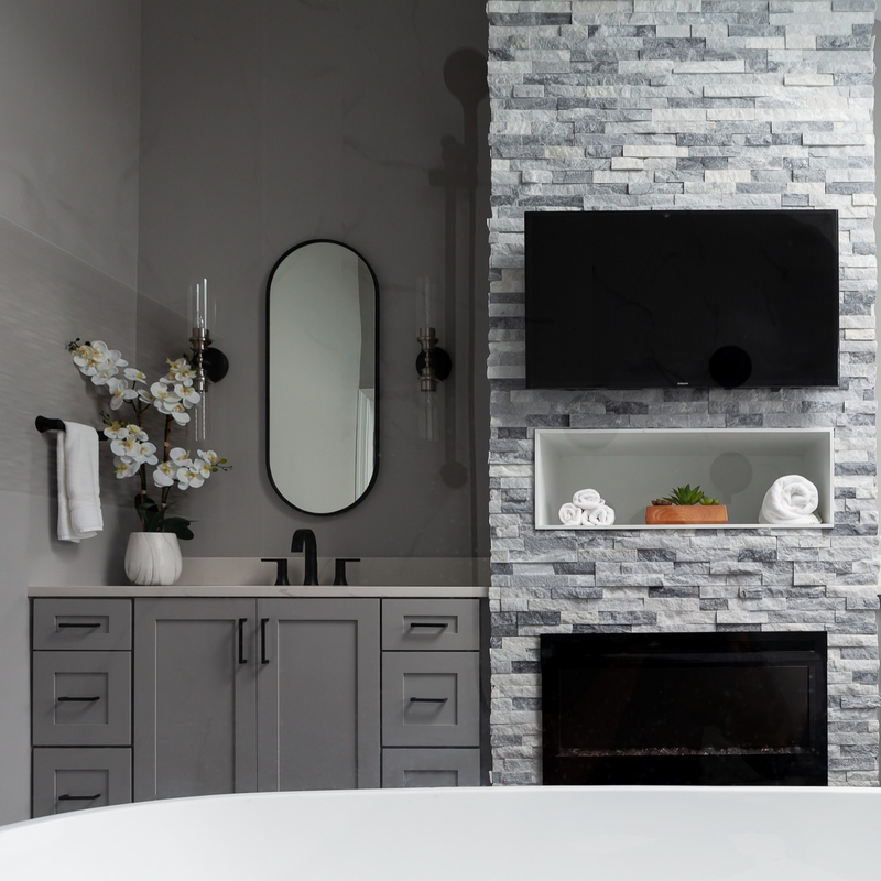 Unità neutrali di lusso di Grey Shaker Style Lacquer Bathroom Vanity combinate con 2 porte 6 cassetti