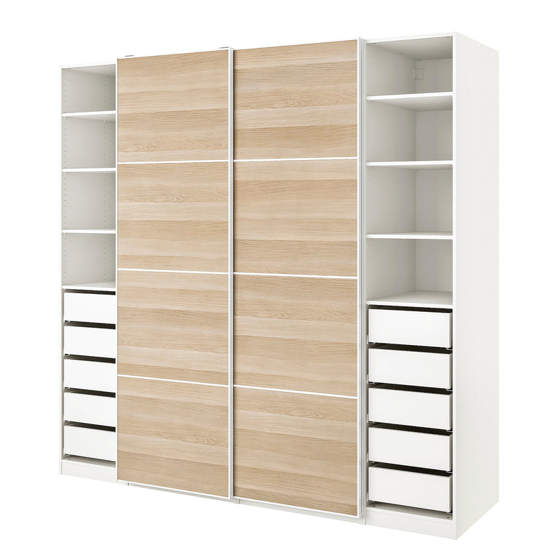 Pianura modulare moderna del grano di legno del guardaroba della parete della camera da letto della lacca del gabinetto del portello scorrevole della melammina