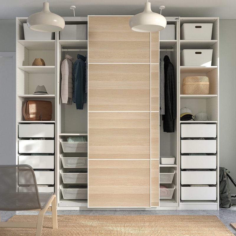 Pianura modulare moderna del grano di legno del guardaroba della parete della camera da letto della lacca del gabinetto del portello scorrevole della melammina