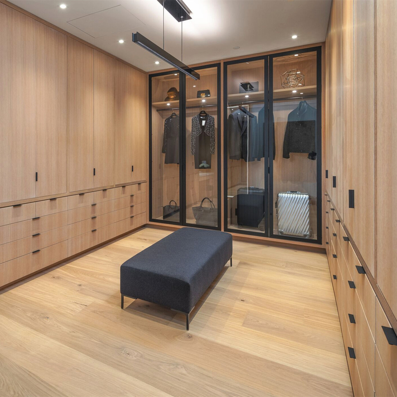 Porta di vetro beige domestica moderna di Grey Melamine Walk In Closet per spogliatoio