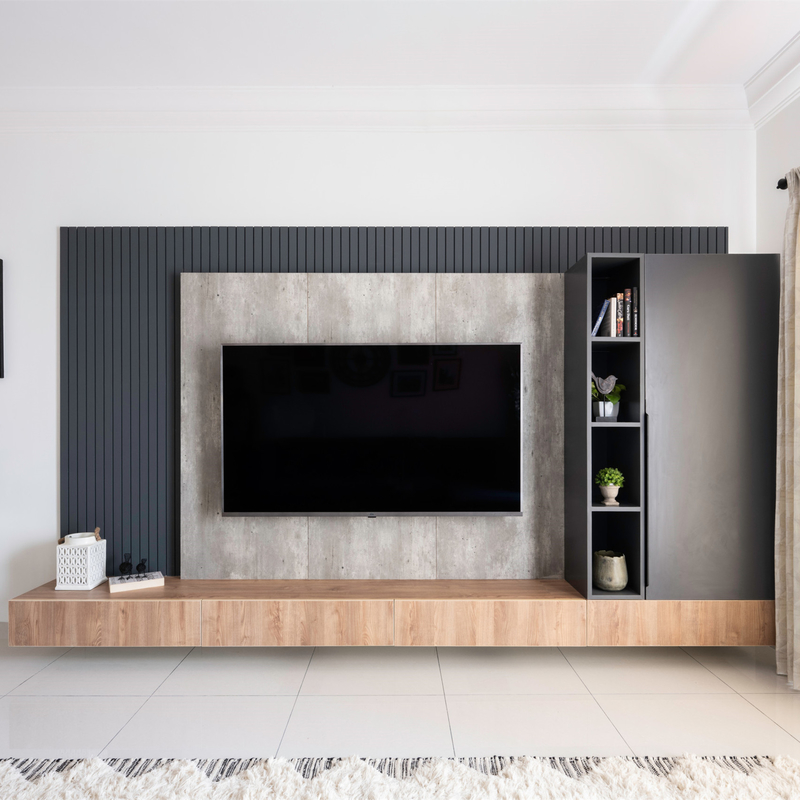 Grano scuro bianco moderno di legno del banco dell'unità della melammina TV del Governo di Grey Wall Mounted TV