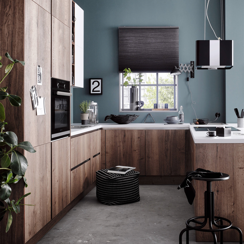 Cucinino modulare MDF impiallacciato in legno mobili da cucina mobili tutto in uno con set isola