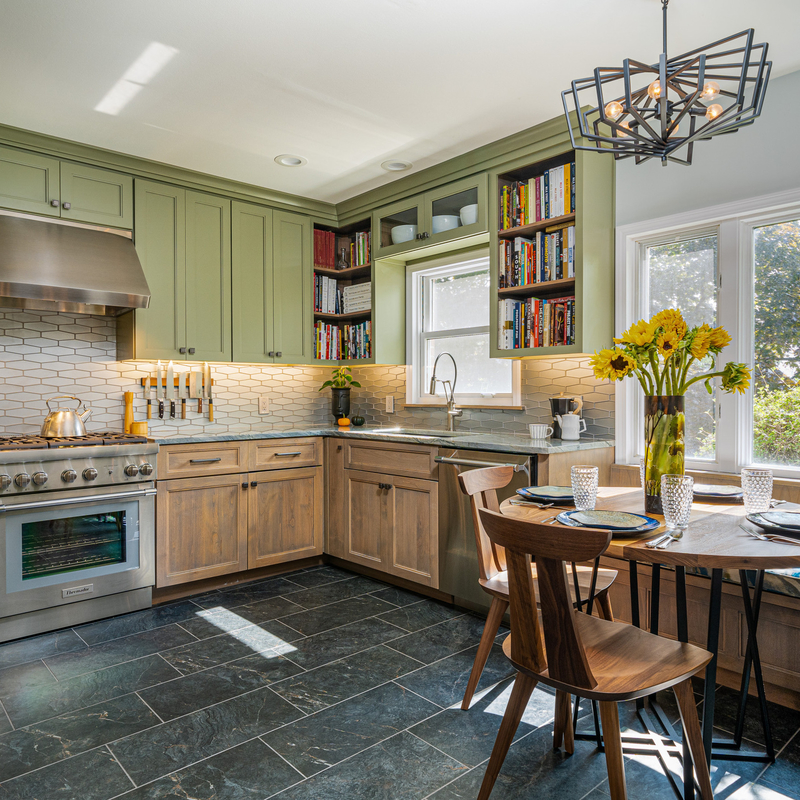 Verde a forma di U Shaker Style del Governo di legno solido e della dispensa dell'unità di base della cucina dell'armadietto