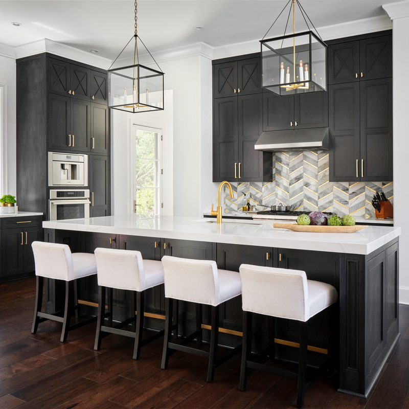 Maniglia dorata Shaker Kitchen Cabinets Complete Sets nero vicino molle di alta qualità moderna americana con l'isola