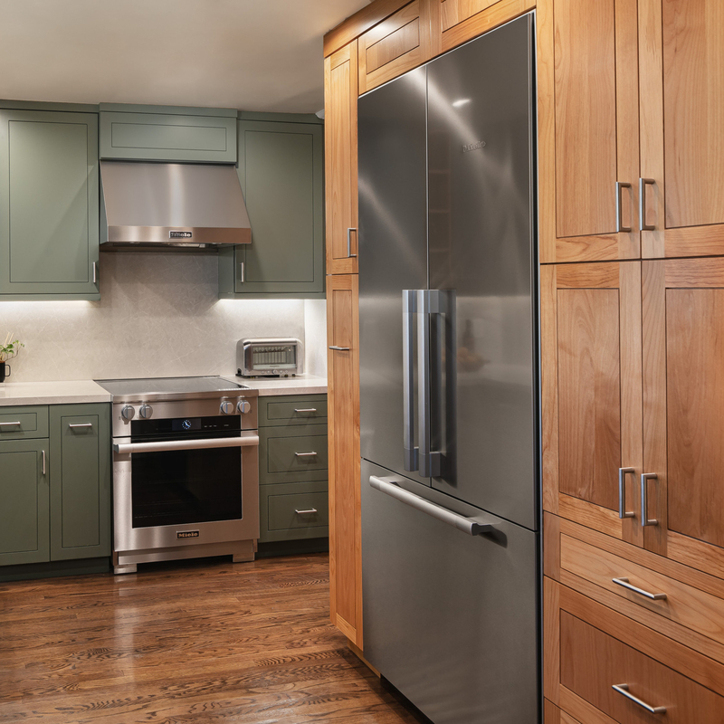 California Villa Utilizzo Cucina Armadio Legno Massello Moderno Stile Shaker Verde E Marrone Armadio
